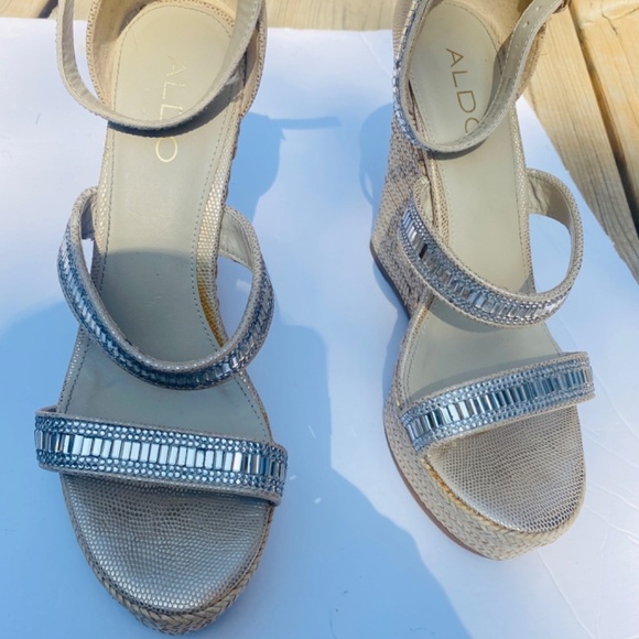 Aldo Afewiel rhinestone wedge heel sandals in size 8.5 - Picture 8 of 17